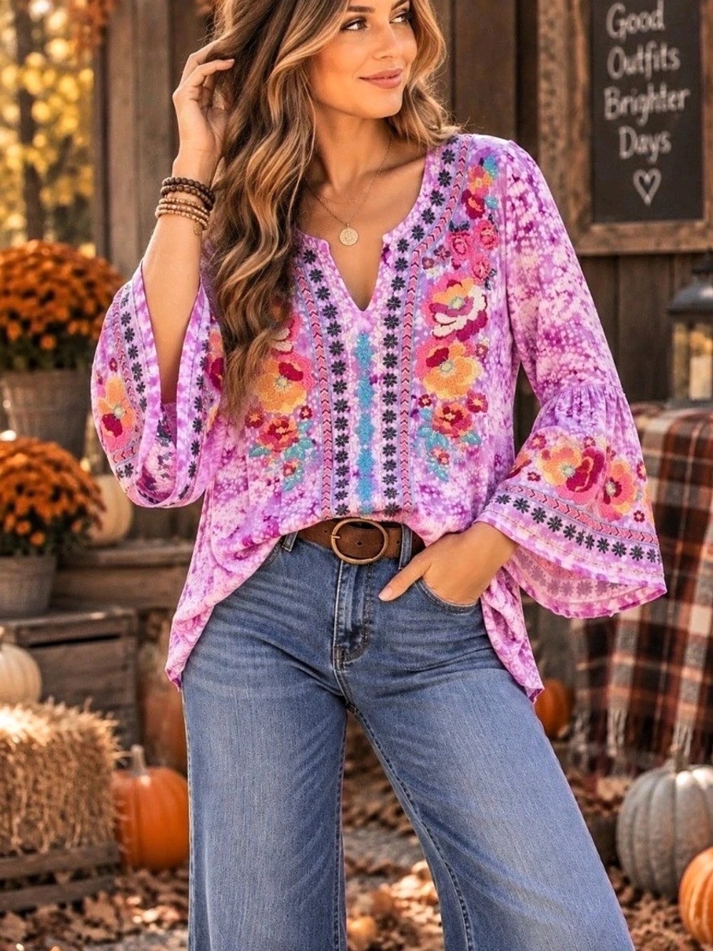 Savanna Jane Floral Tunic Pink & Purple Small